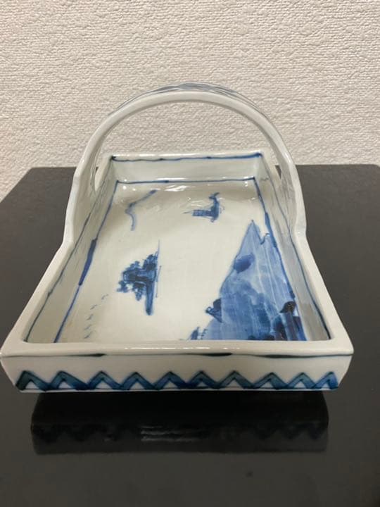 福珠窯　福田雅夫「白磁手付山水染付鉢」   茶道具