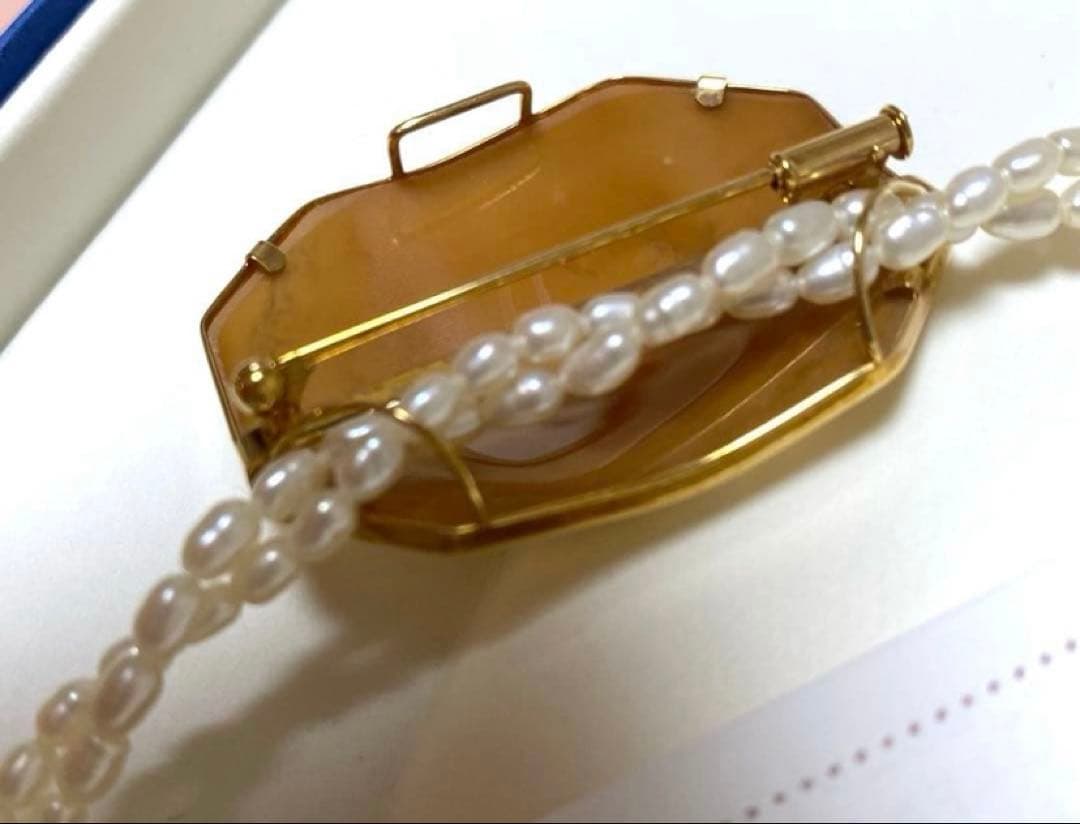 ディルーカ カメオブローチ 淡水パールネックレス K18セット＋フルラ二点