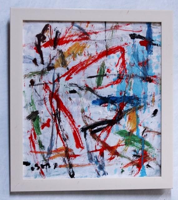 抽象画　　「彩-31」　色紙に油彩の抽象画、