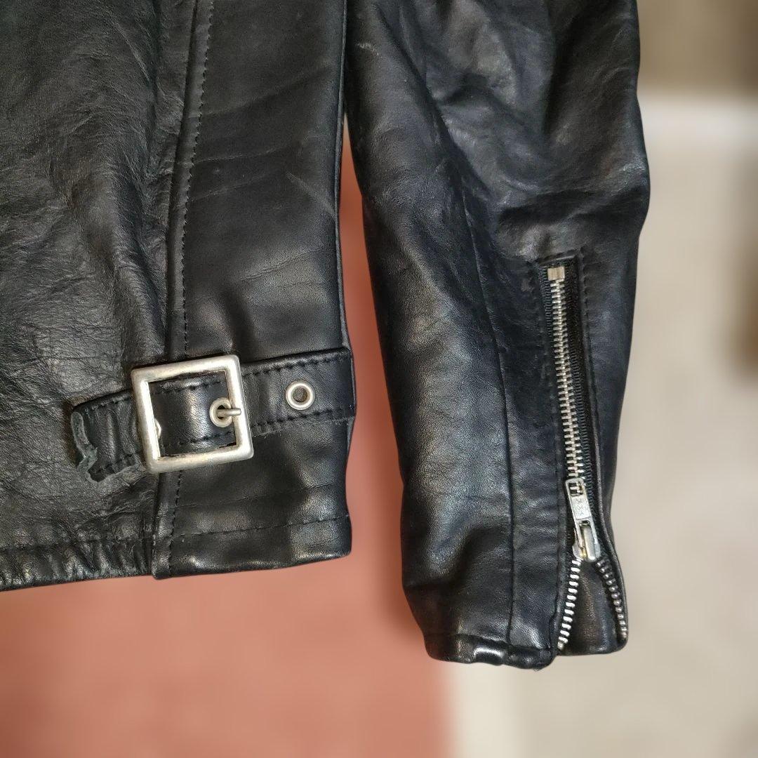 ク*ン様 人気定番Schot641t立ち襟シングルライダースジャケット ３６交換