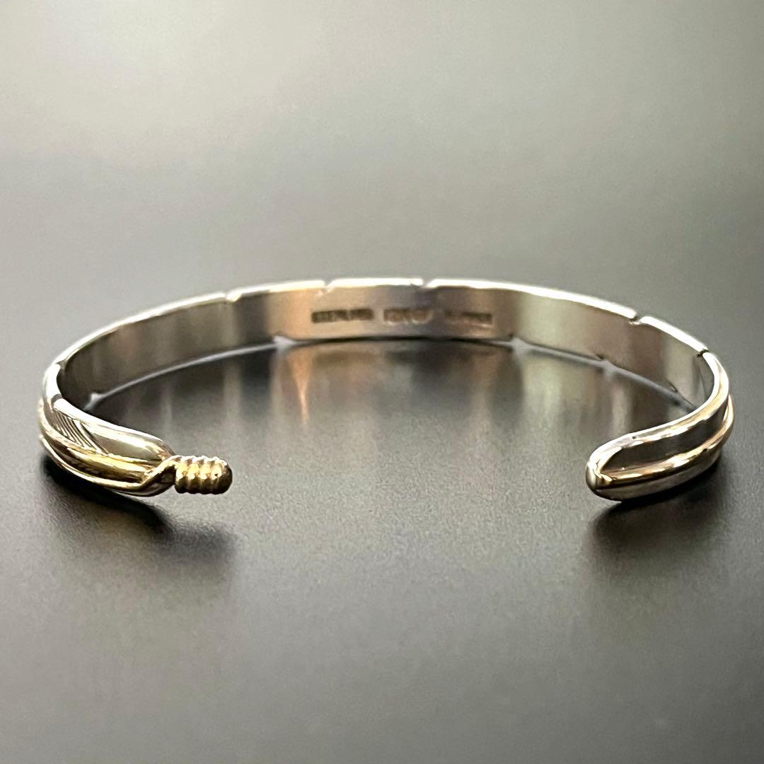 ナバホ ハーヴィーメイス 12KGF フェザー バングル インディアンジュエリー