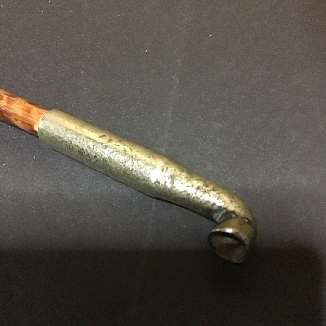 煙草下物　「金銀色絵象嵌武者絵」加藤清正十字槍　高彫純銀キセル水晶玉おじめ　Z2