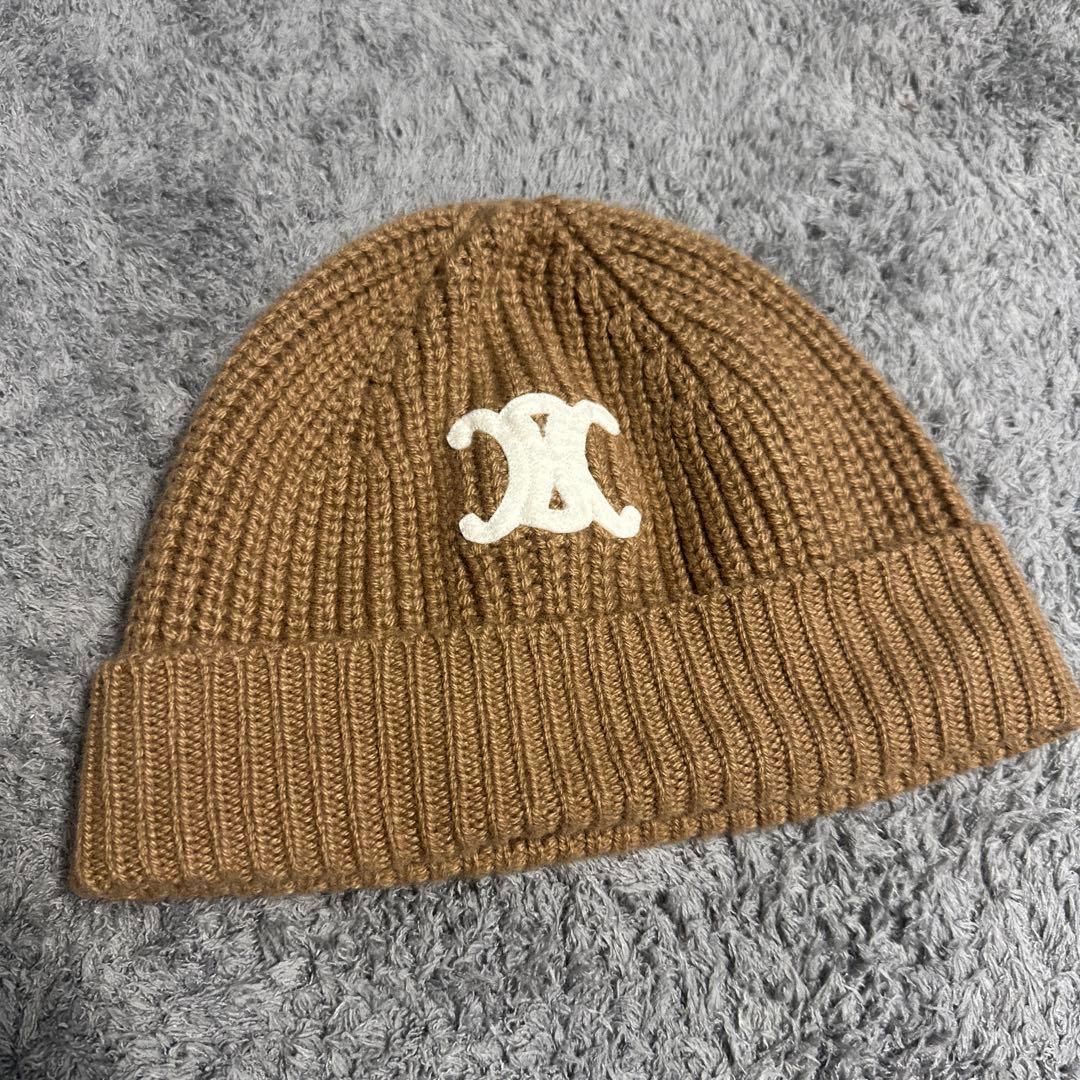 CELINE ブラウン ニット帽 Sサイズ