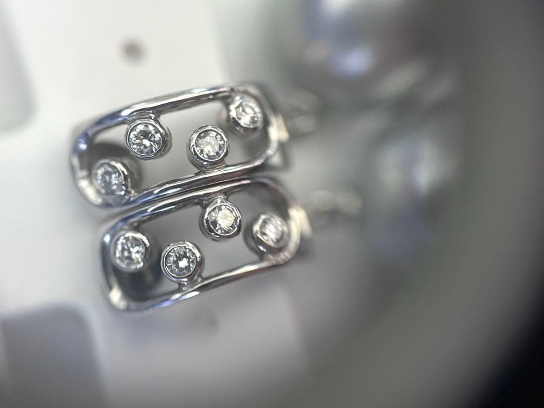 専用！真珠科学研究所オーロラオーシャンブルー黒蝶真珠ダイヤモンドイヤリングWG