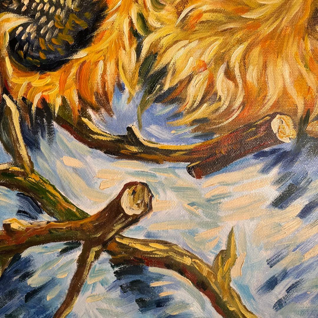 ★秀作★ 手書き油絵 ゴッホ 4本の切ったひまわり 肉筆絵画 額付き 油彩画