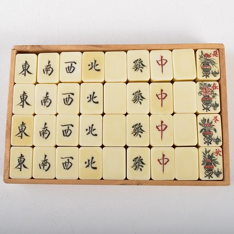 eyeknow74 　竹嵌　練物牌　背竹牌　麻雀牌　木箱付　V　6552