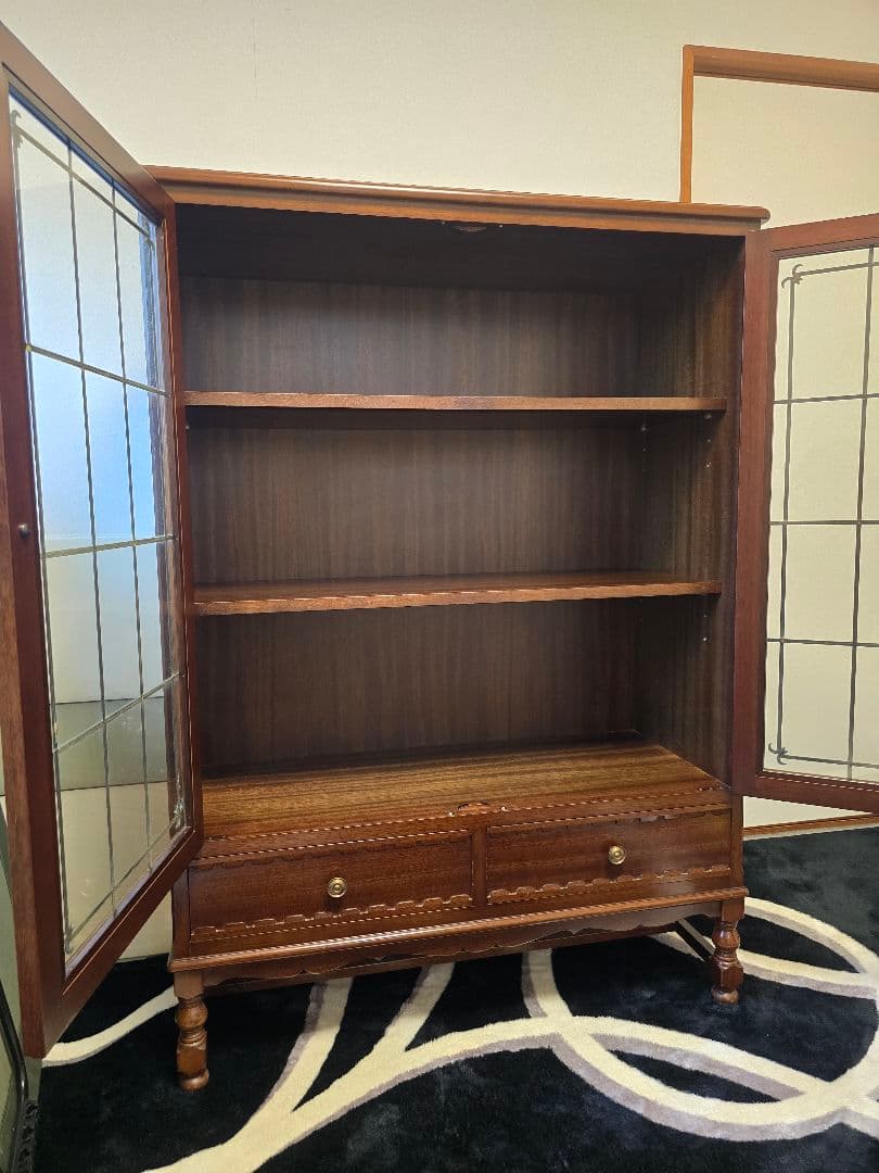 メープル不二屋 ガラス扉 キャビネット メープル不二家 マホガニー 神戸元町家具