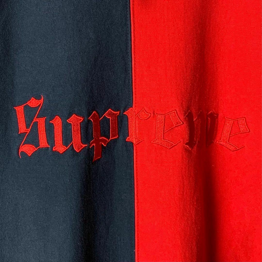 【入手困難モデル】シュプリーム☆ビッグ刺繍ロゴ入りバイカラーパーカー/943.