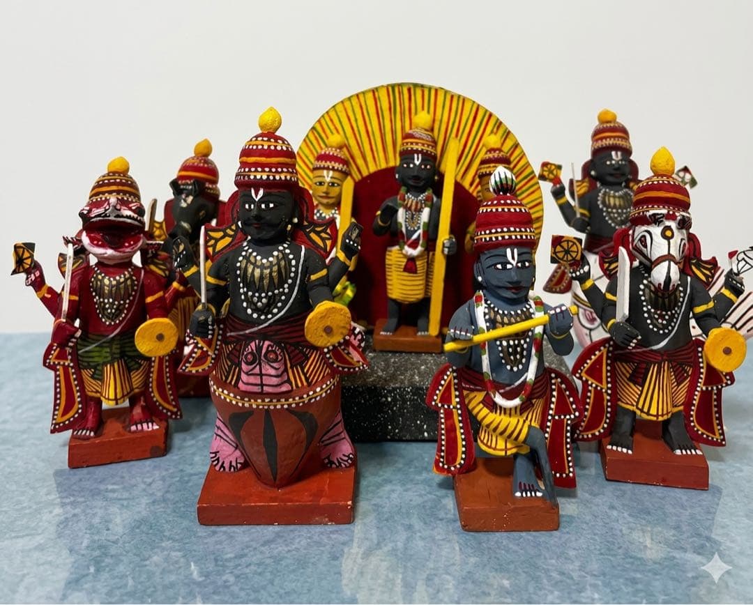 インド神話 ヴィシュヌ神 化身像 7体 木彫り 縁起物 セット