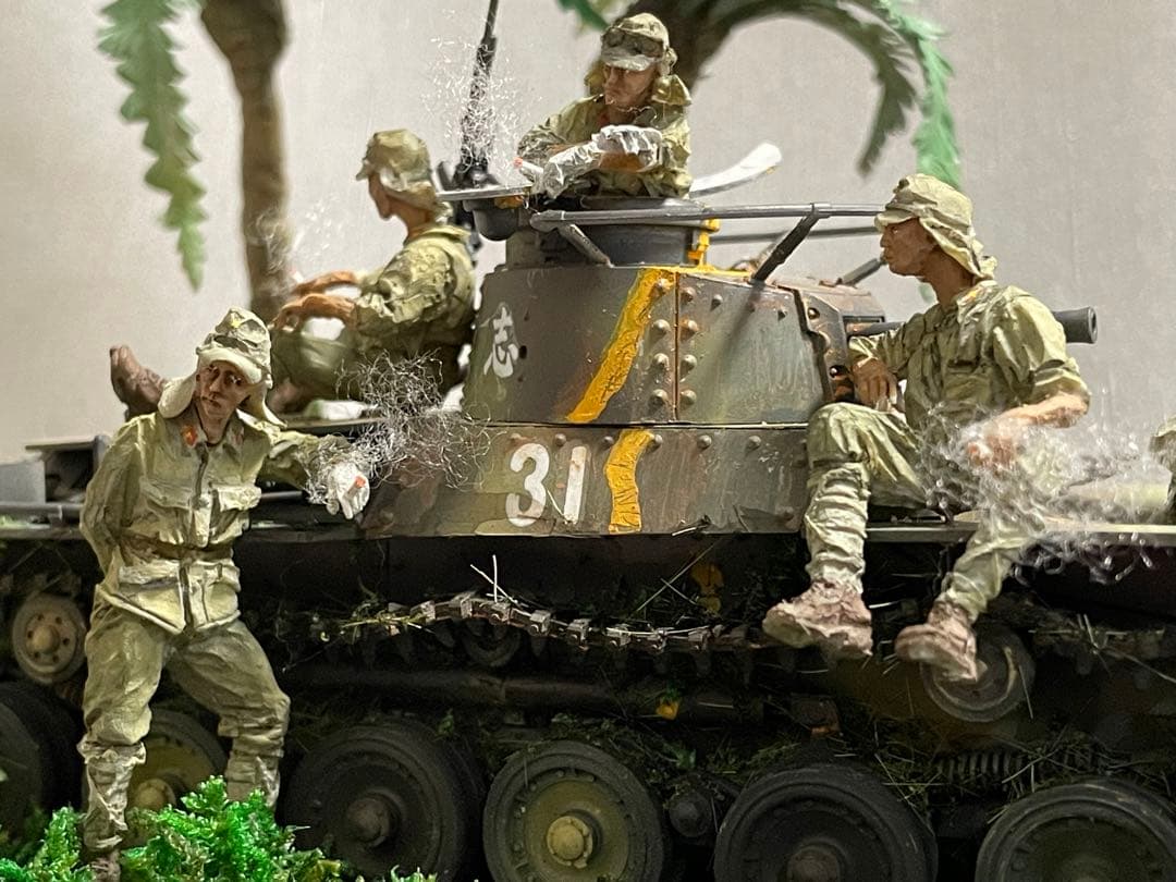 戦車ジオラマ　1/35 日本陸軍97式戦車と戦車兵