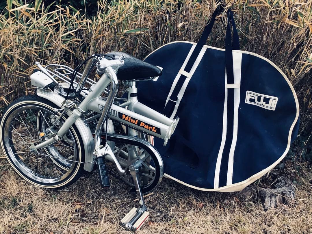 昭和レトロ 当時物 FUJI 折りたたみ自転車 ミニパック 専用輪行バッグ付き