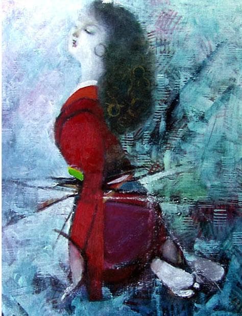 油絵 菅家令子 絵 絵画 インテリア F6-031201 人物 女性