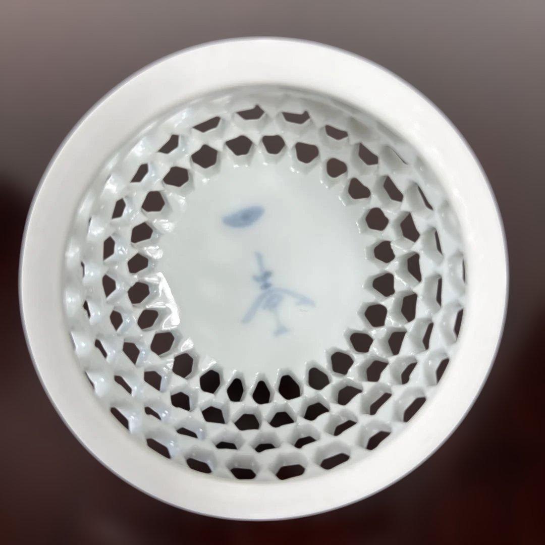 【有田焼】杉原一壷 白磁 香炉 透かし 三つ足香炉