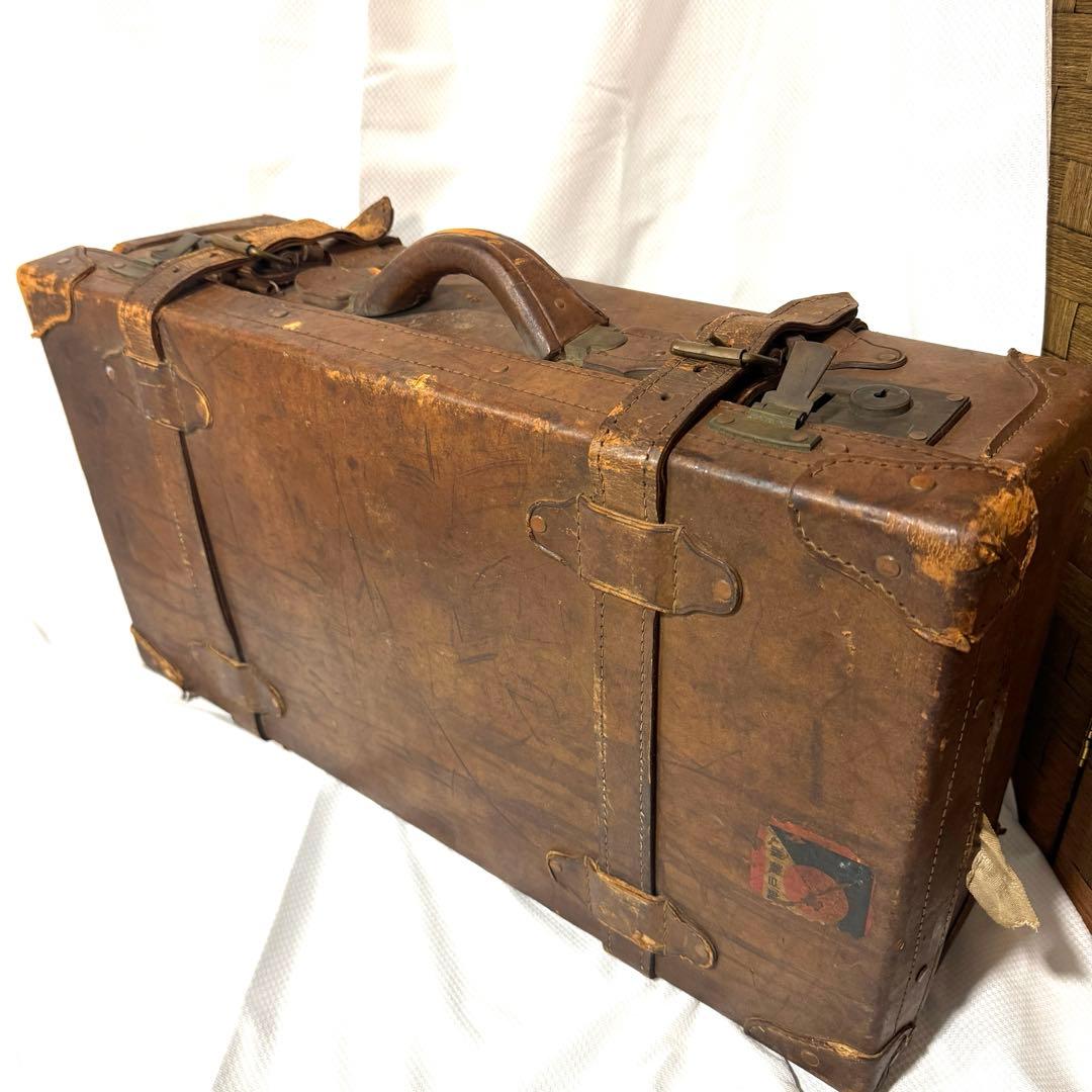 値下済【希少】ヴィンテージ レザートランク アンティーク雑貨 リアルヴィンテージ