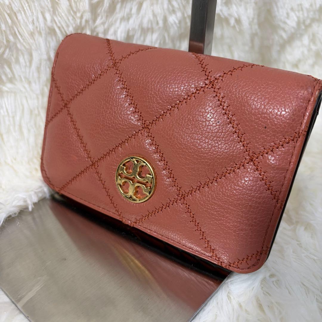 【✨美品✨】トリーバーチ キルティング フラップ 二つ折り財布 ピンク