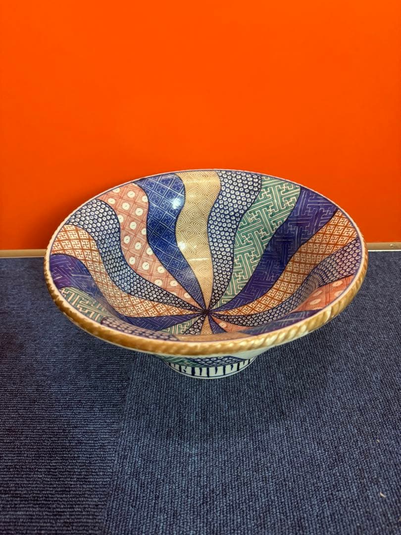 1849  古伊万里 染付 色絵 菓子鉢　萬暦年製銘　時代物