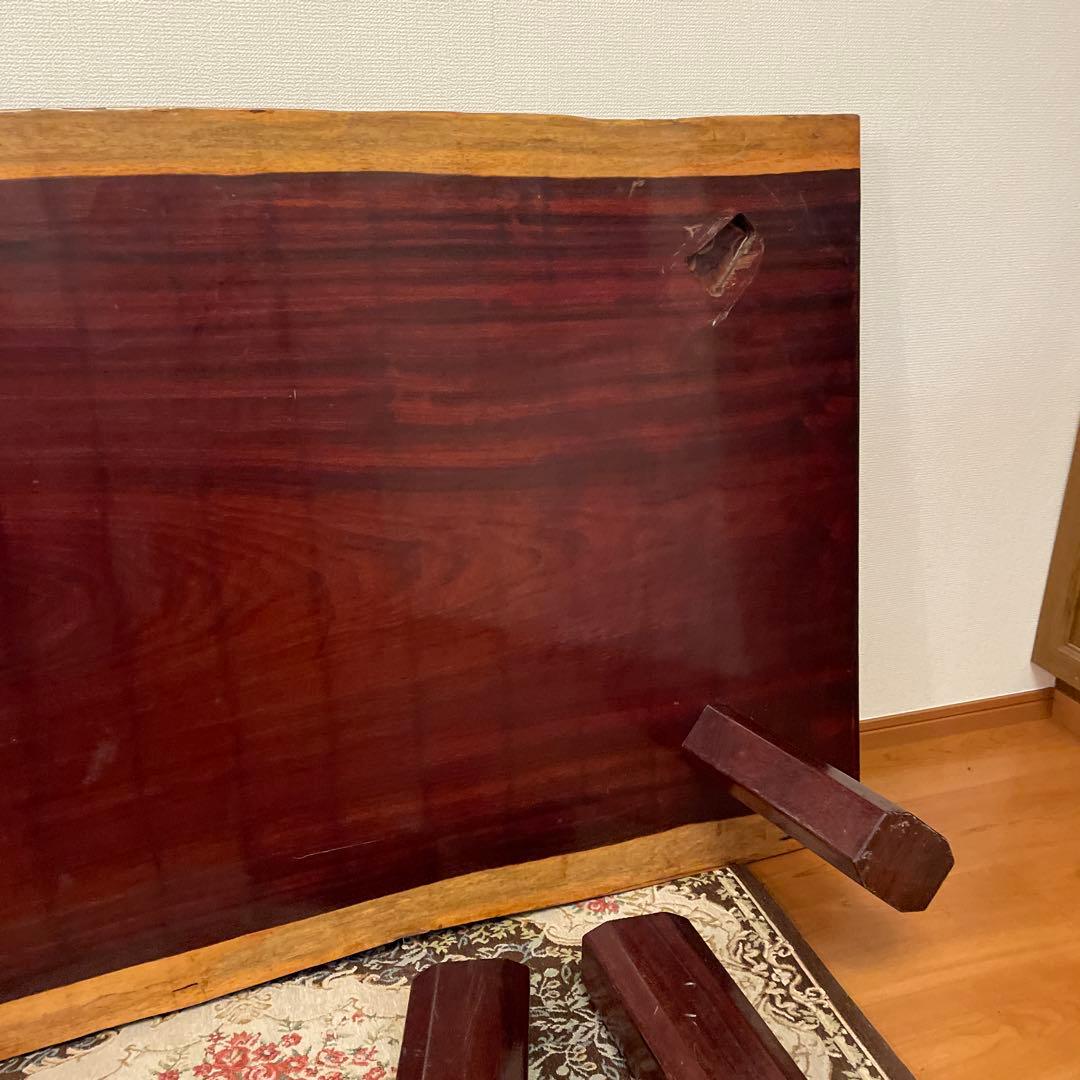 自然木のダークブラウン座卓　一枚板