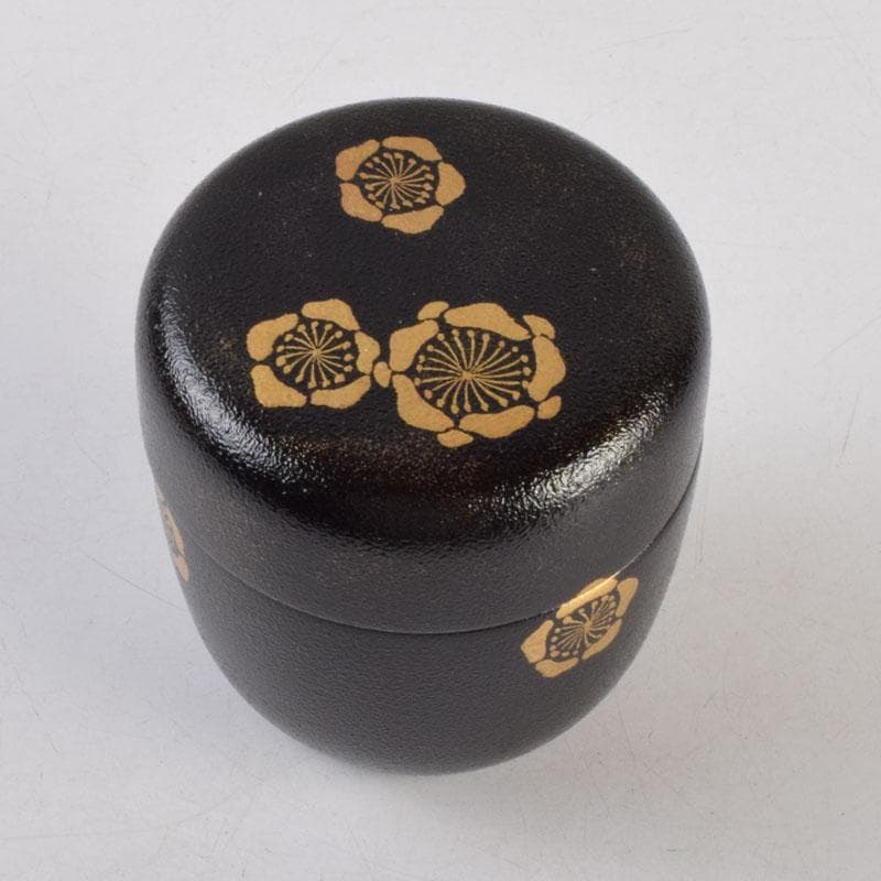 茶道具　山中塗　坂田峰俊作　たたき塗　こぼれ梅　中棗　共箱　V　8865