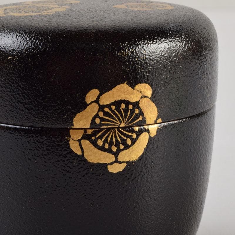 茶道具　山中塗　坂田峰俊作　たたき塗　こぼれ梅　中棗　共箱　V　8865