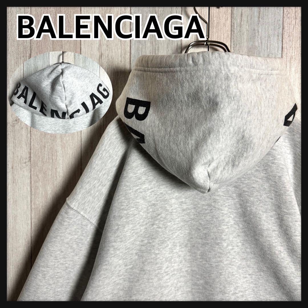 3568【人気デザイン・美品】バレンシアガ フードロゴ オーバーサイズ パーカー
