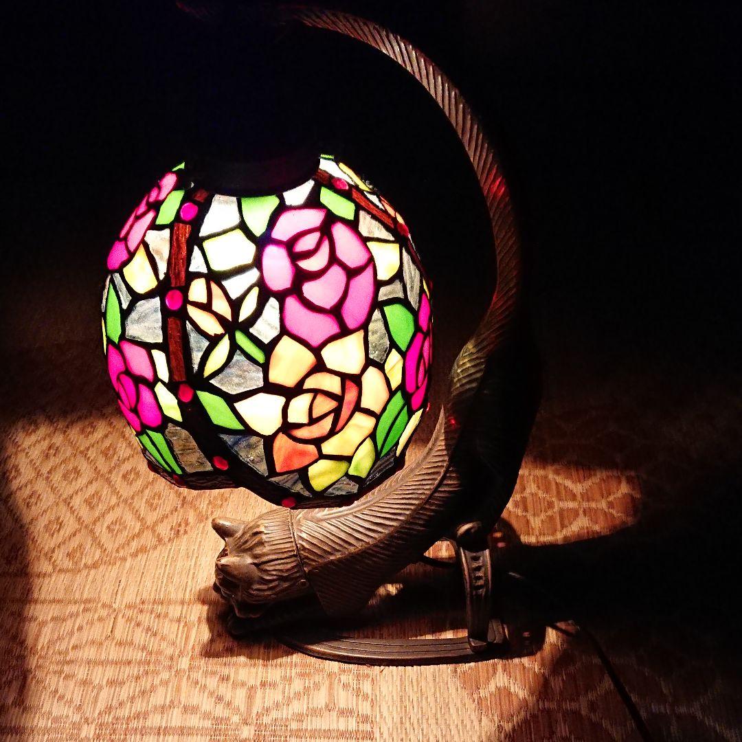 ステンドグラス 猫 アンティーク 照明