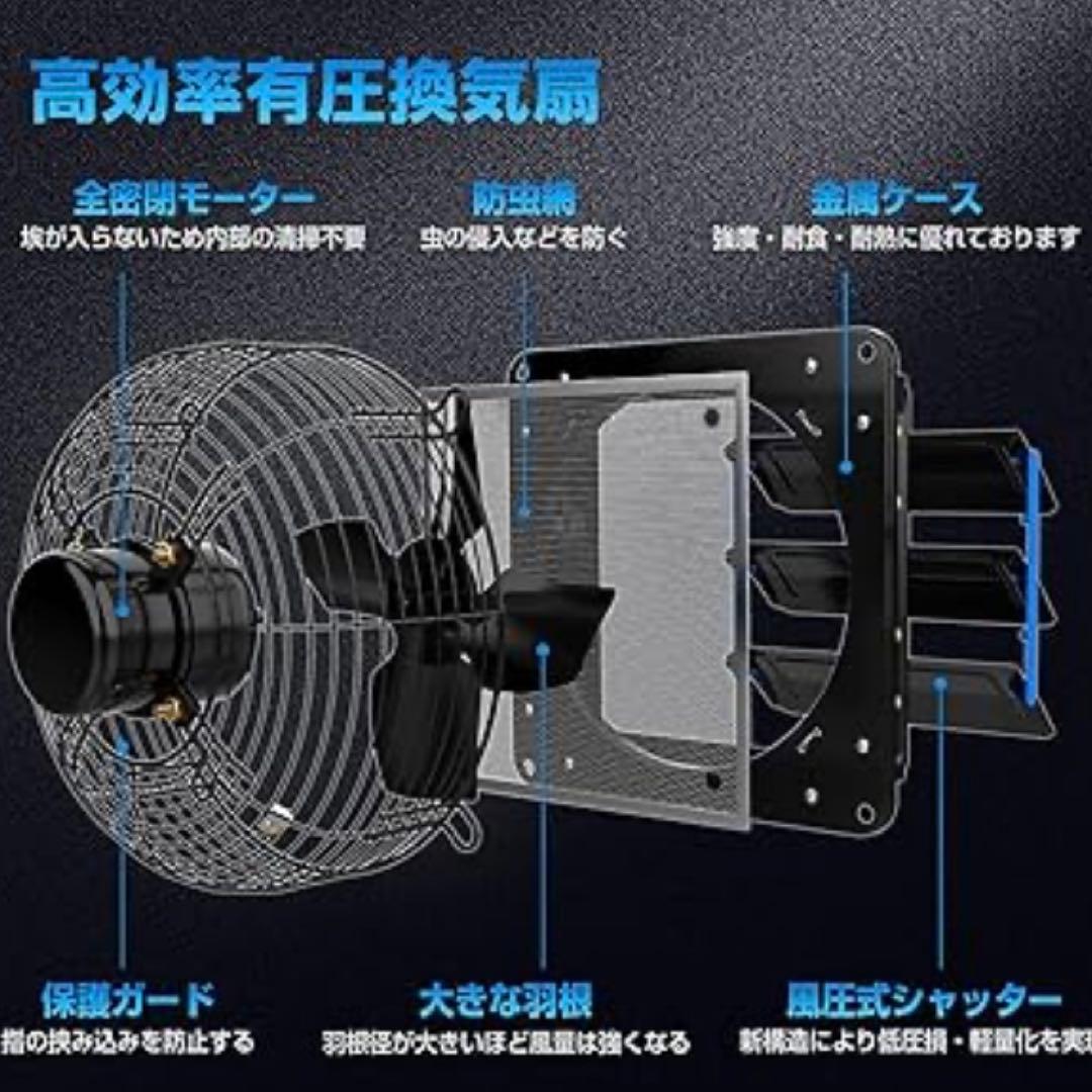 Hon&Guan 換気扇 300mm 有圧換気扇 スイッチ付き 低騒音 排気専用