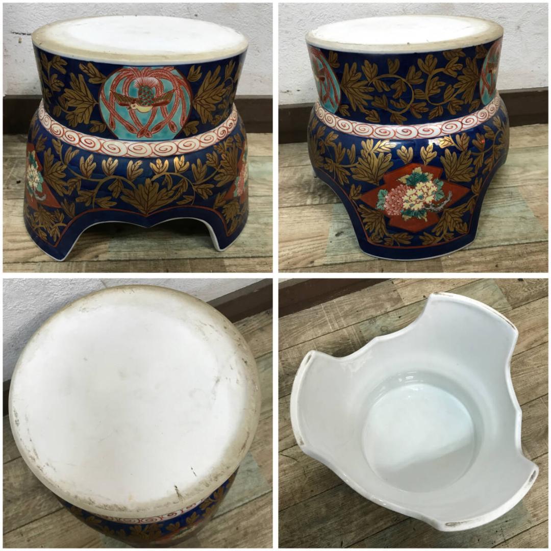 有田焼 夢右衛門窯 作 花鳥図 美人図 特大沈香壷 高約100㎝ 蔵出品