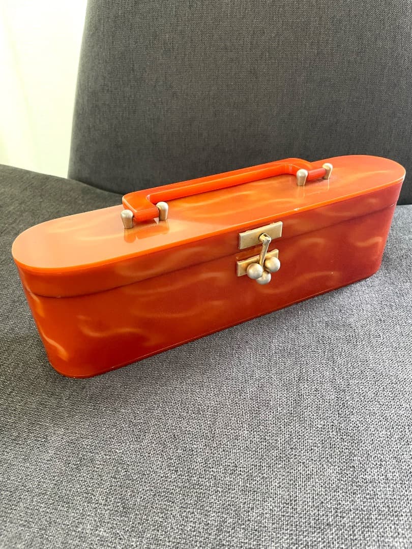 1950年代 ヴィンテージ　レア　ルーサイトバッグ　メイク道具入れ オレンジ