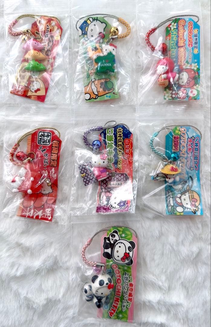 ご当地ハローキティ◆ストラップ7点 京都 群馬 長野 福岡 山梨 神奈川 東京