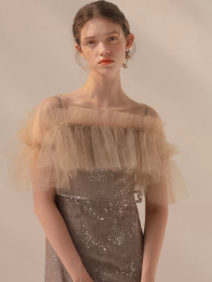 チュールフリルボレロペイントマーメイドワンピースドレス結婚式二次会成人式