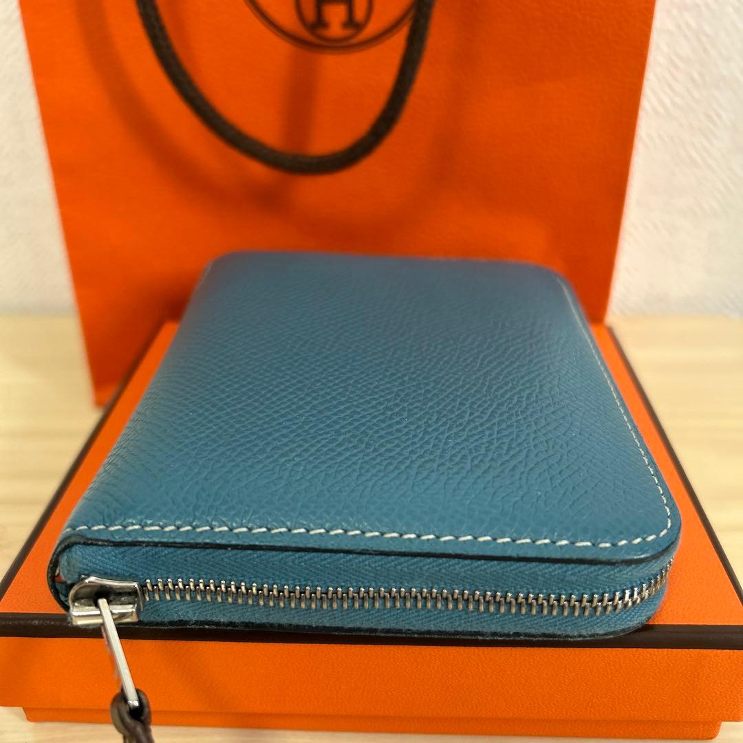 HERMES シルクインコンパクトウォレットブルー系　正規品