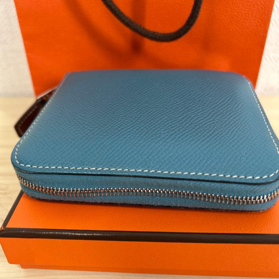 HERMES シルクインコンパクトウォレットブルー系　正規品
