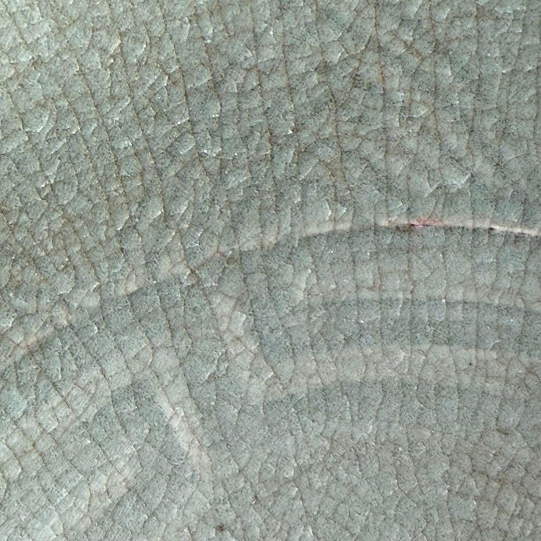 青磁陽刻大皿　盛期鍋島　共箱　1700年前後　美しい貫入　35.9cm　古波佐見