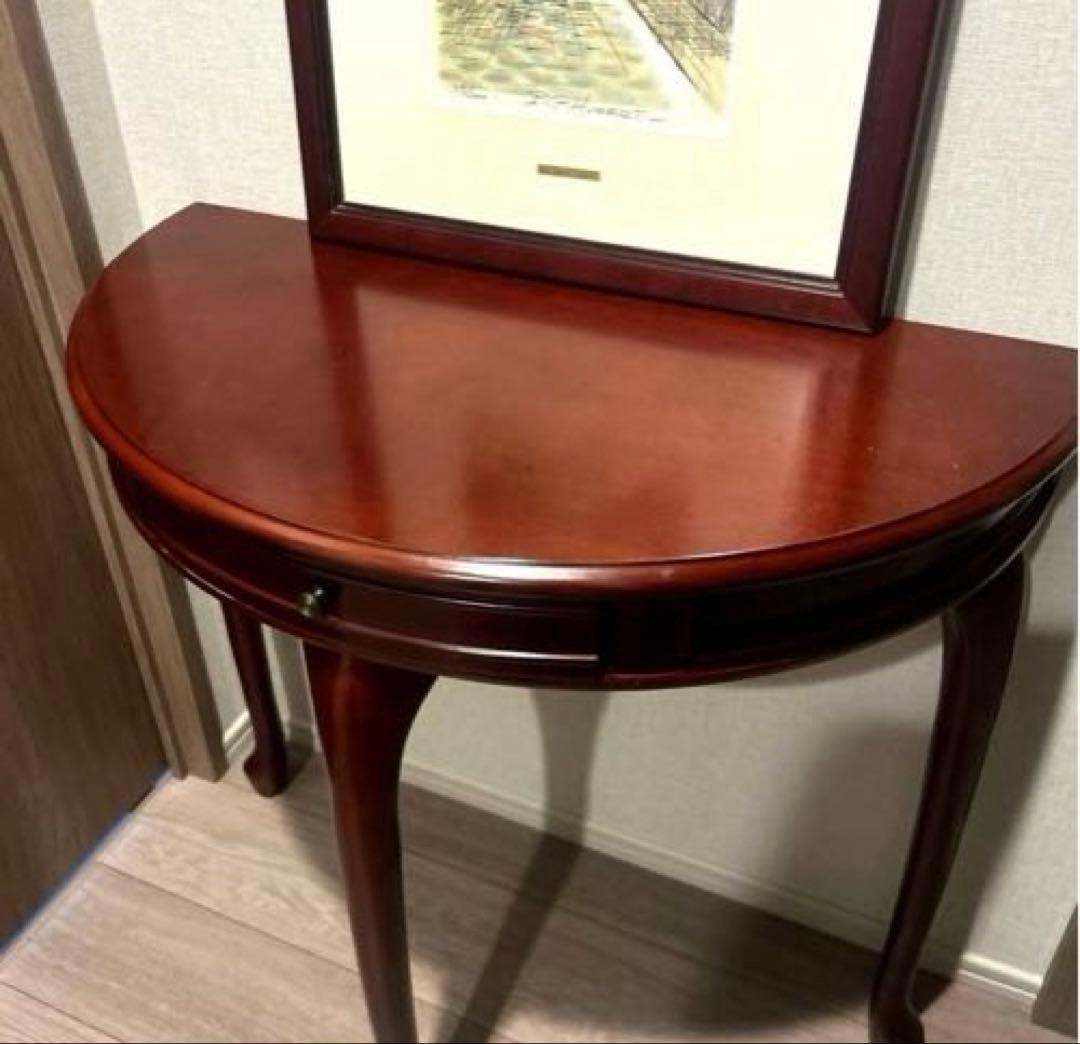 ☆高級家具☆木製ダークブラウン コンソールテーブル引き出し付