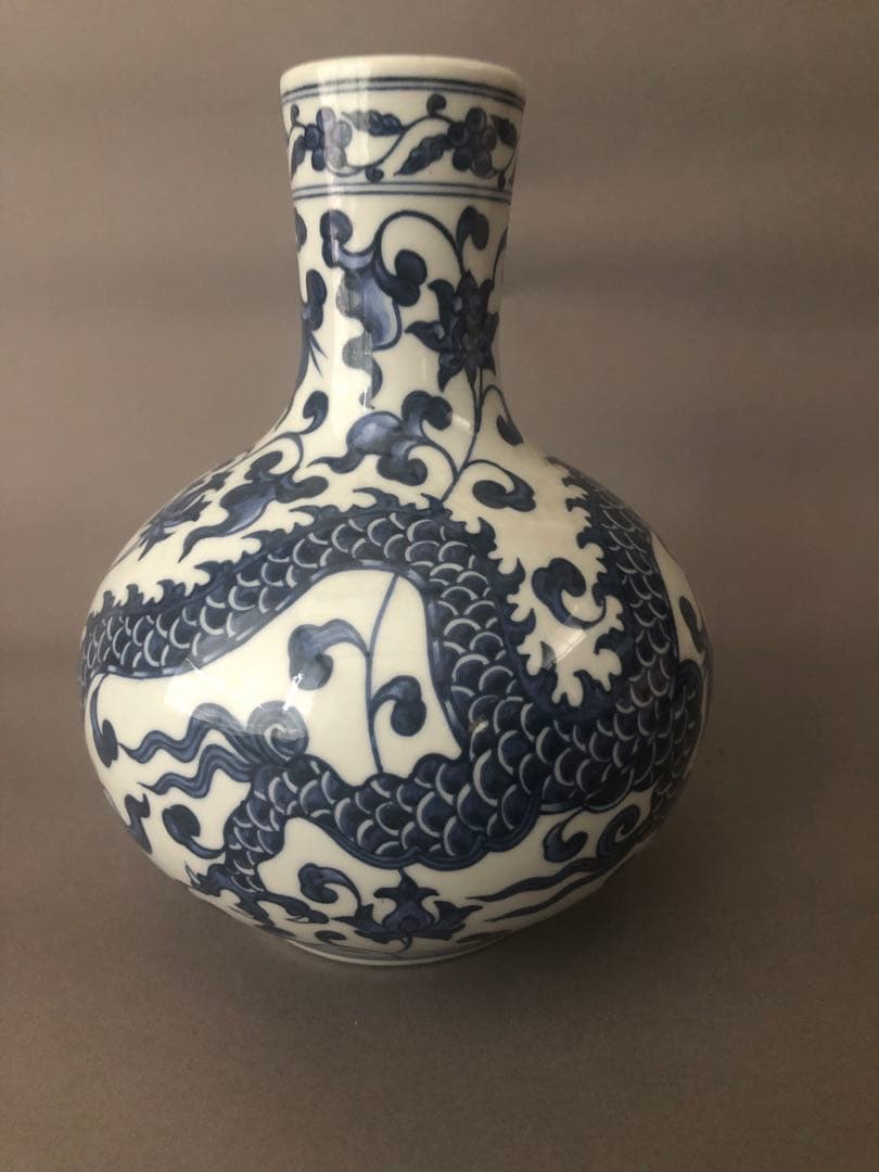 中国陶器　雲龍文花瓶 壺