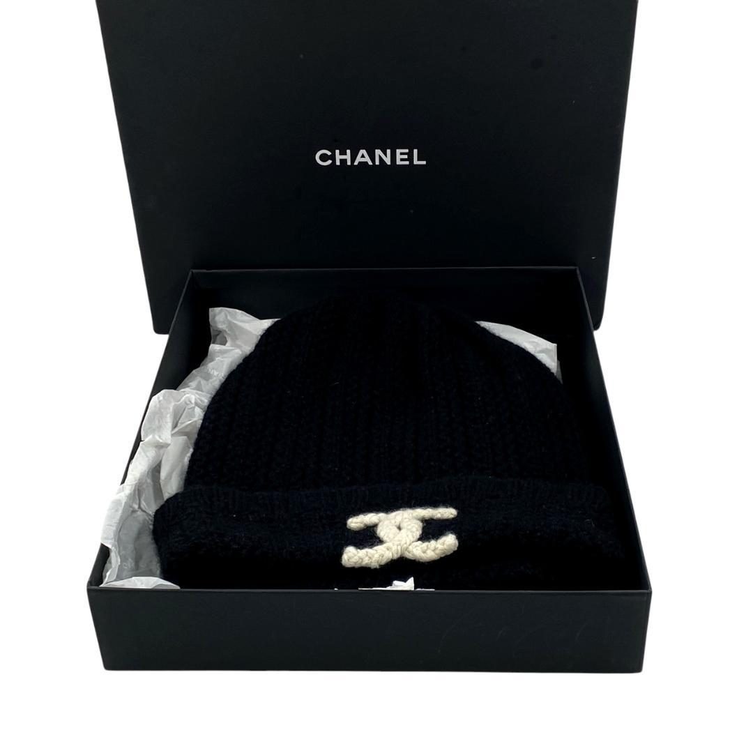 シャネル ココマーク ニットキャップ ニット帽 カシミヤ100％ ブラック