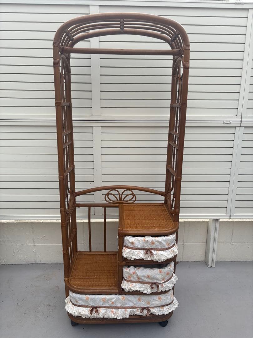 籠製　ラタン　チェスト　ハンガーラック