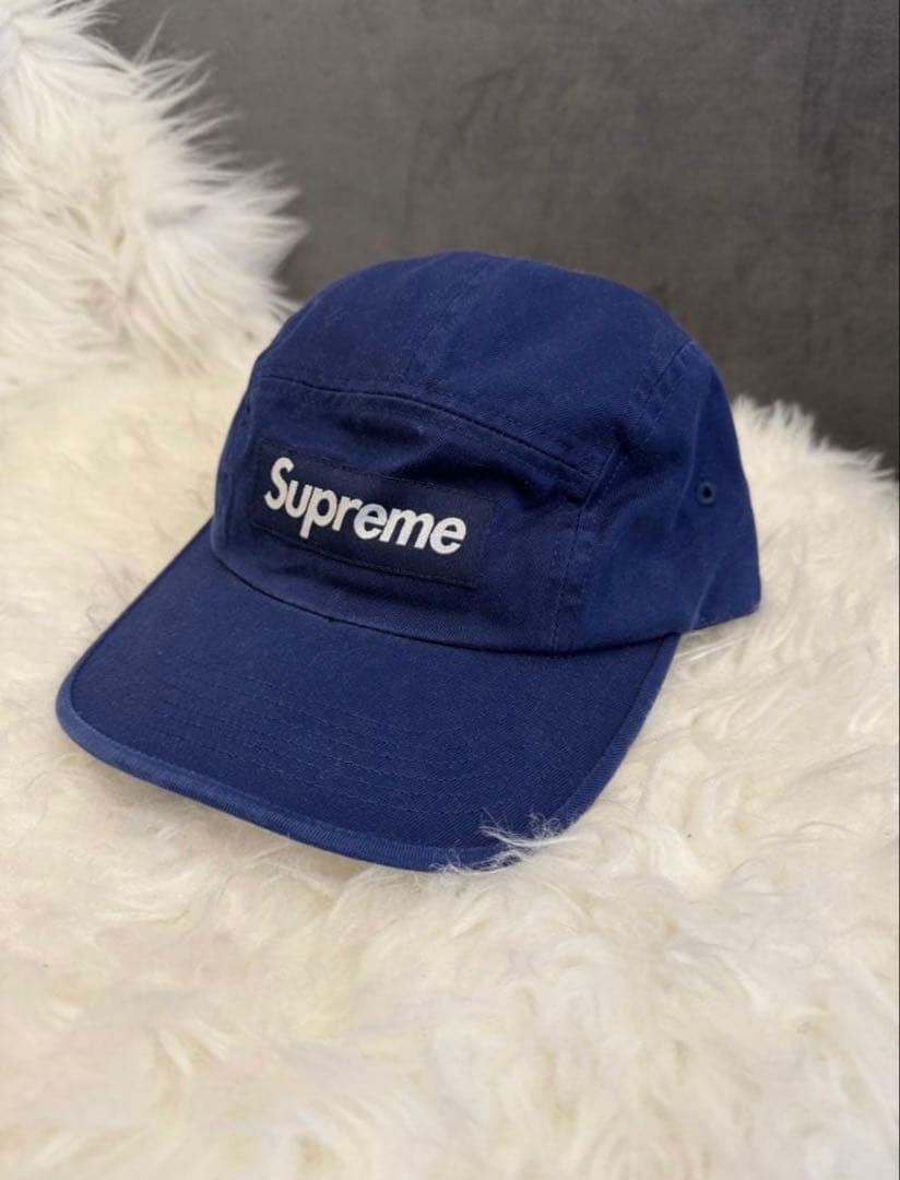 Supreme ネイビーキャップ レザー