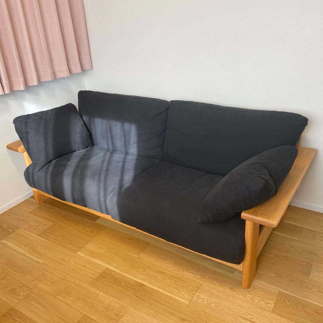 free0120　ミヤモト家具　カウチソファー　ブラック