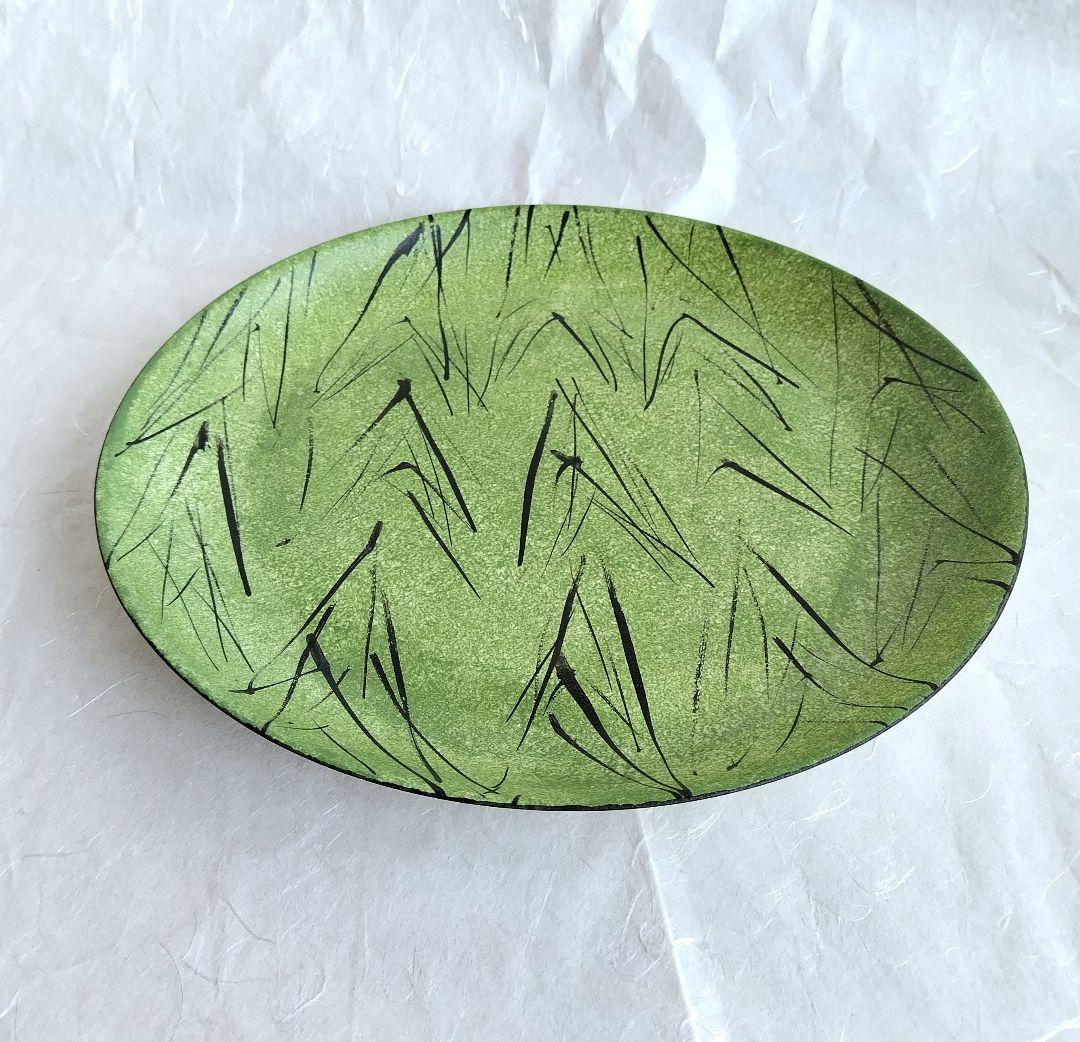 緑彩平皿 (未使用 新品同様)