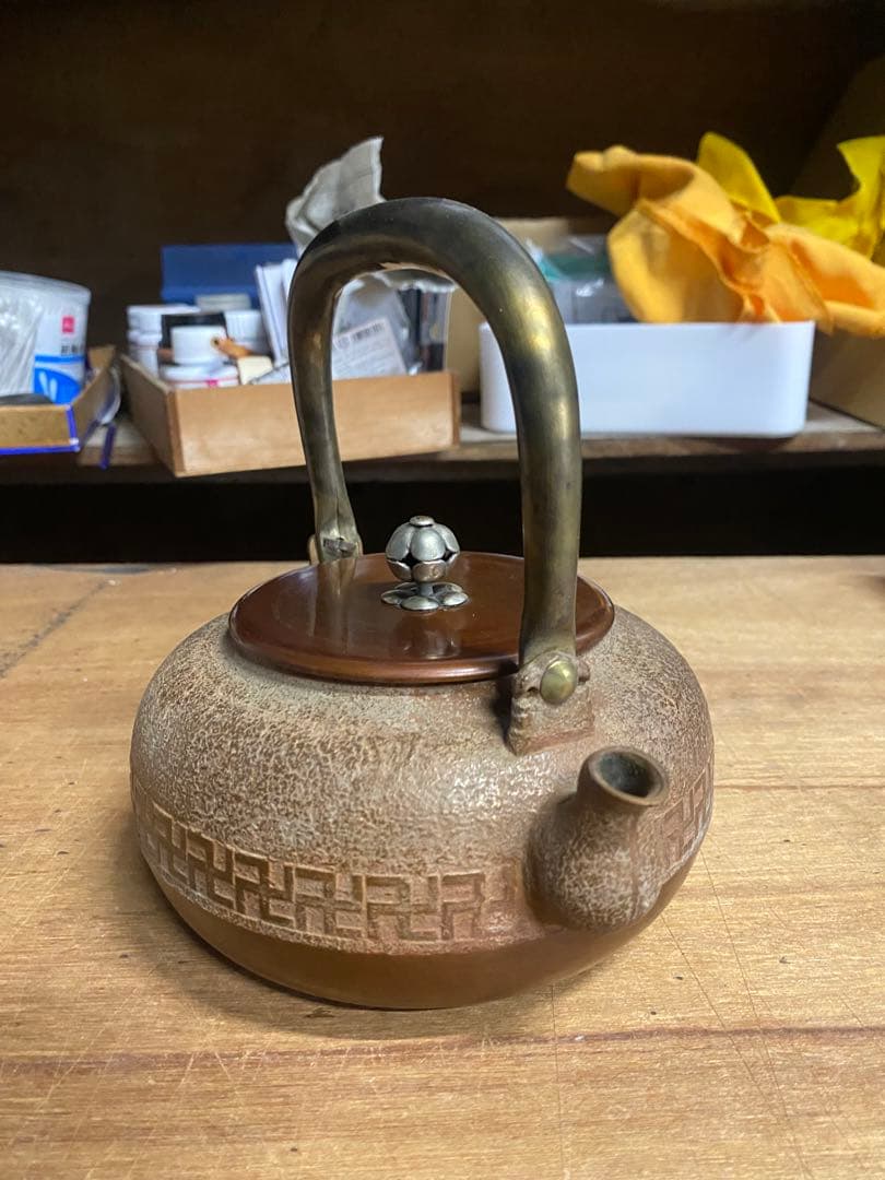 古い卍入瀟酒瓶 しょうしゃ 銅瓶 鉄瓶 茶道具