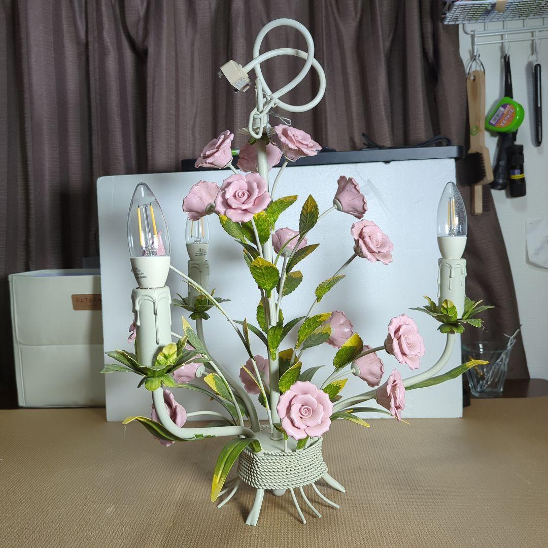 （レトロ商品）ピンクローズトール シャンデリア