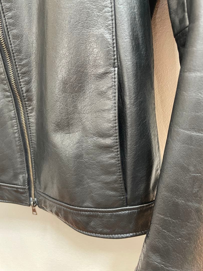 【美品】TETE HOMME（テットオム）牛革シングルライダース ジャケット L