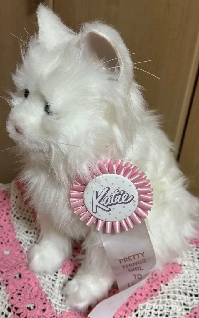 Katie バッチ 付き 猫 ねこ ぬいぐるみ ヴィンテージ アンティーク