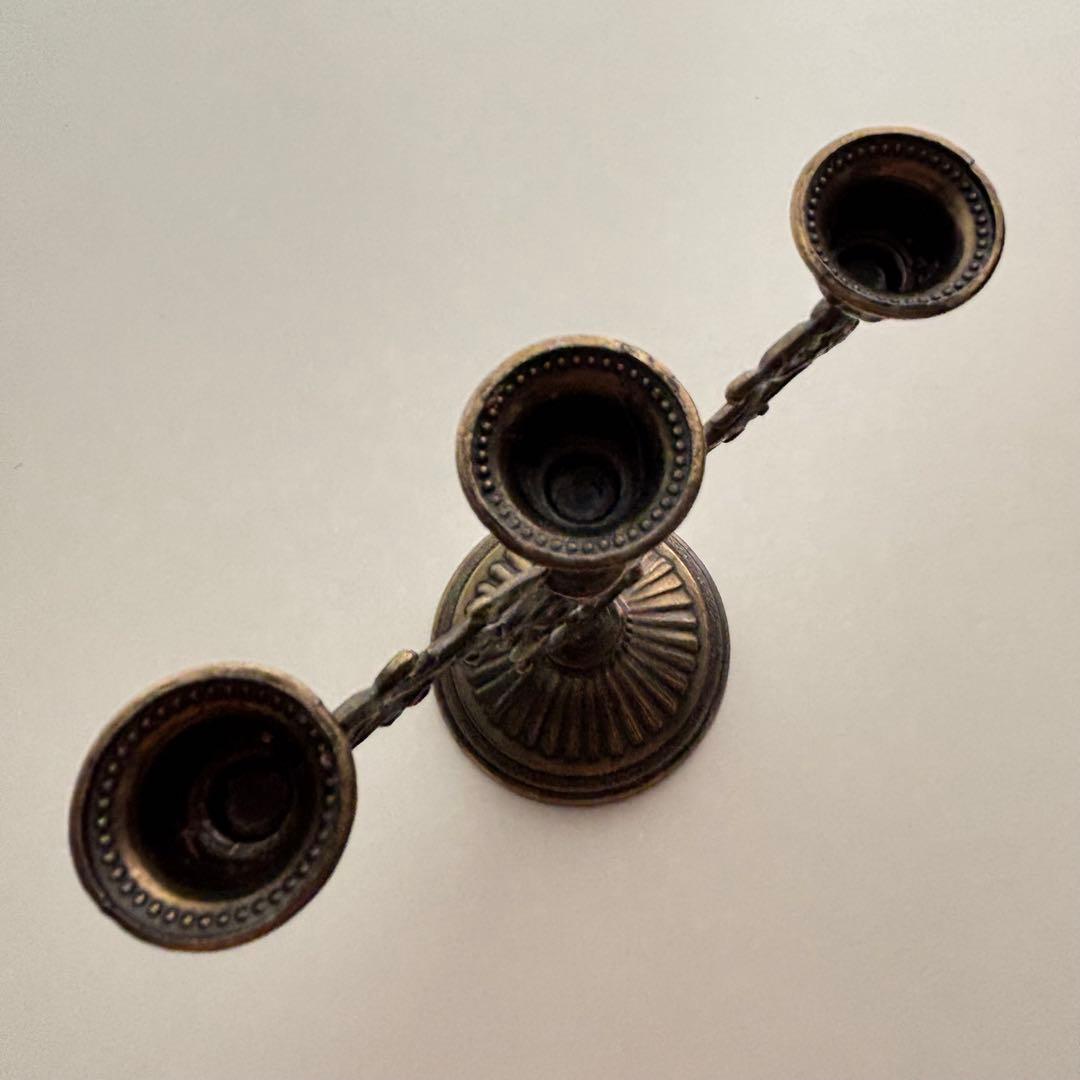 【イギリス】ヴィンテージ キャンドルホルダー ブロンズ ゴールド3灯 ブラス