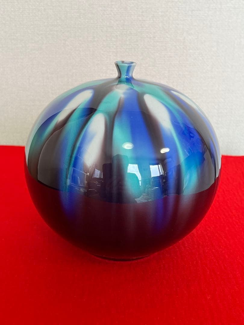 人間国宝 三代 徳田八十吉 彩釉 壺 管理T247 共箱 共布 陶歴付