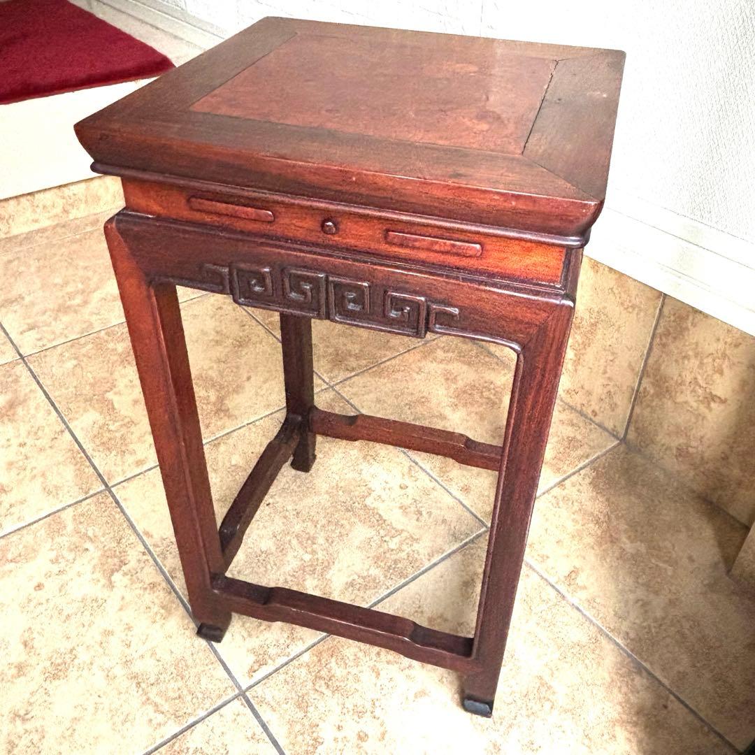 サイドテーブル アンティーク 唐木 花台 飾り台 香炉台 盆栽台