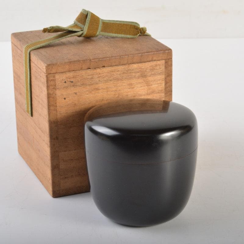 茶道具　廣鳳作　真塗　黒漆　大棗　共箱　V　6658