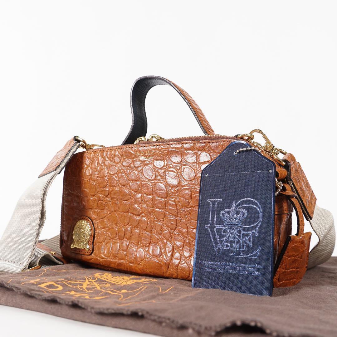 【極美品✨】ADMJ 保存袋付き 2way クロコ型押し レザー ブラウン