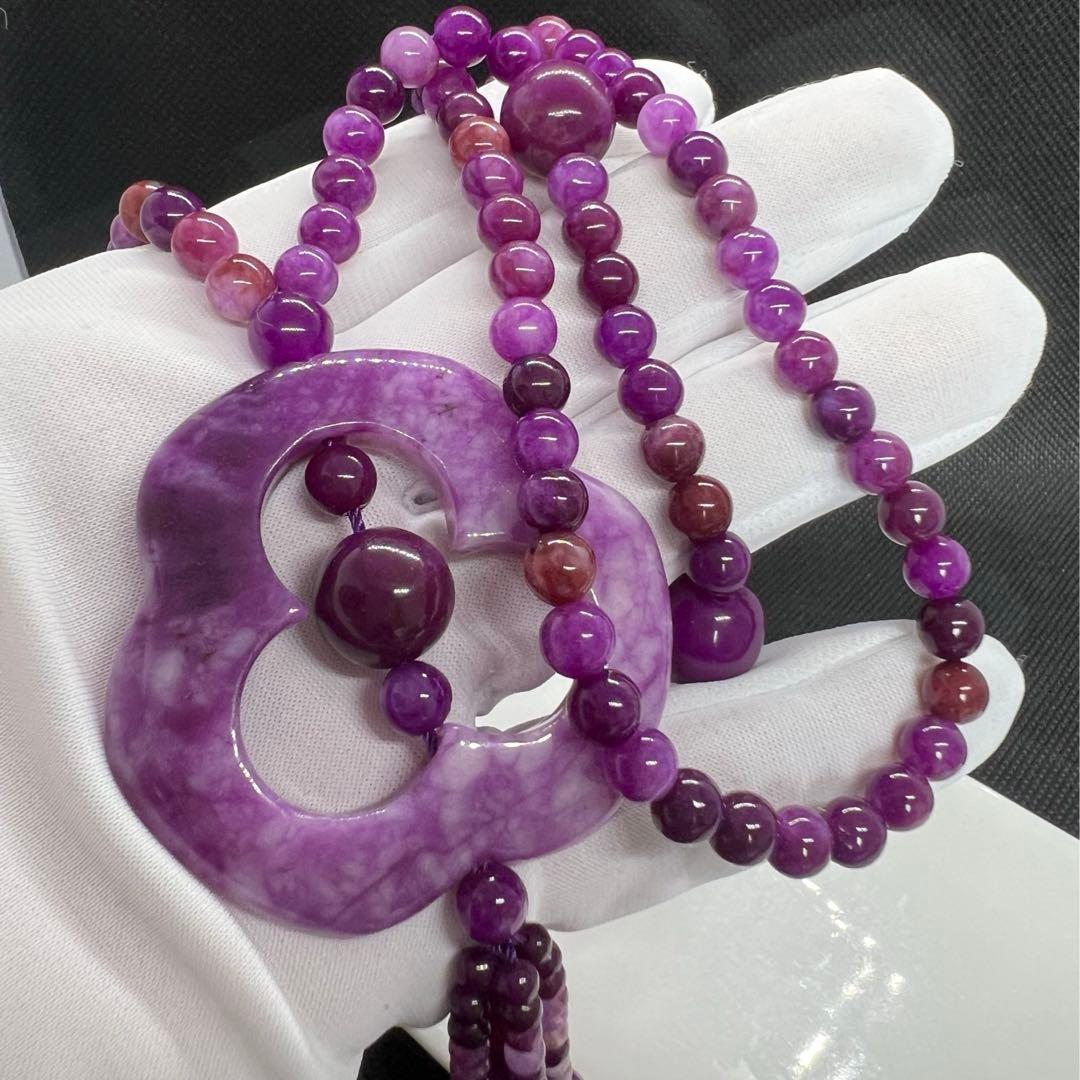 新品　高品質 南アフリカ産 天然舒俱来(スギライト)のネックレス★AB895